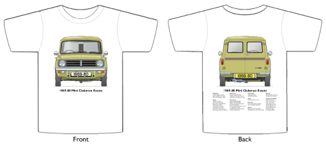 Mini Clubman Estate 1969-80 T-shirt Front & Back